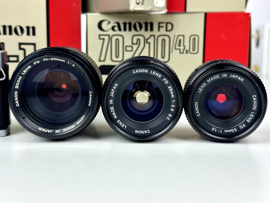 Canon AE-1 Program + 3 obiektywy + Power Winder A | w pudełkach