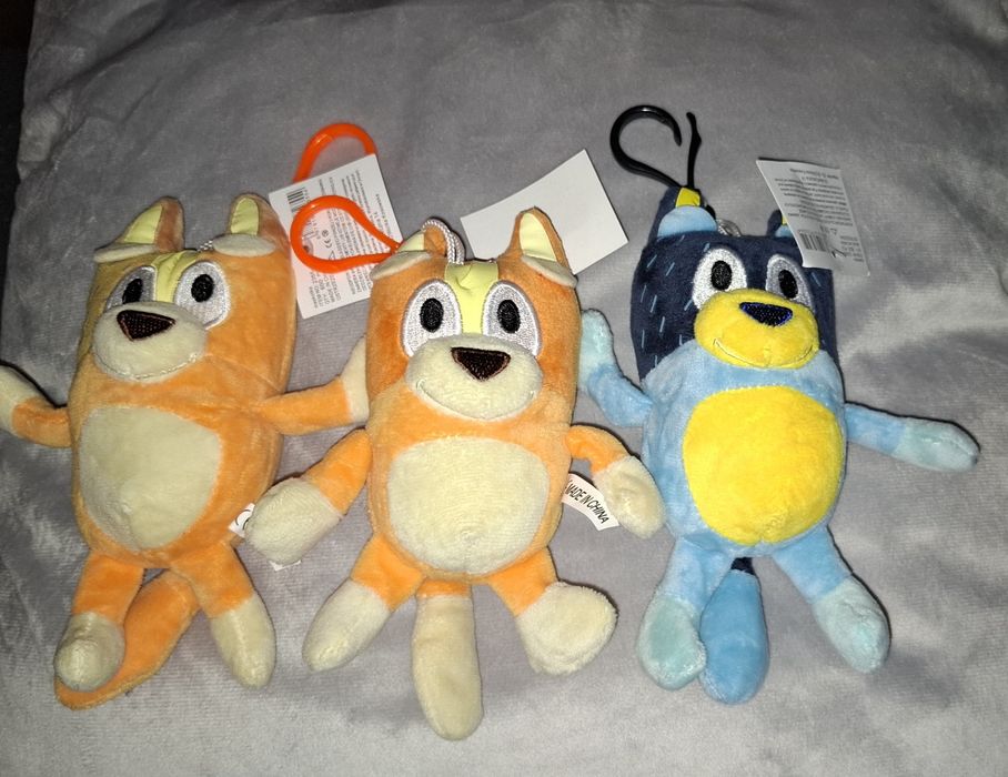 Pluszowe breloki z bajki Bingo i Bluey, zestaw 3sztuk