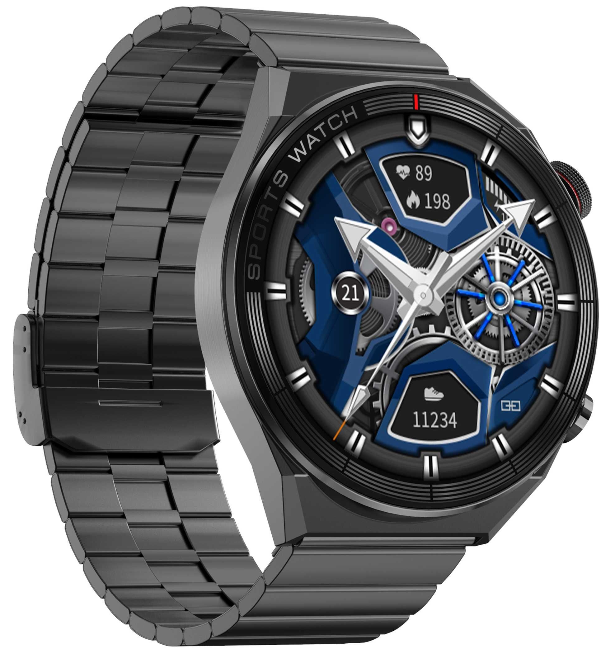 ZEGAREK SMARTWATCH MĘSKI EKG rozmowy menu PL Android iOS dzień ojca