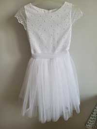 Sukienka komunijna pokomunijna 140 biała haft anagri