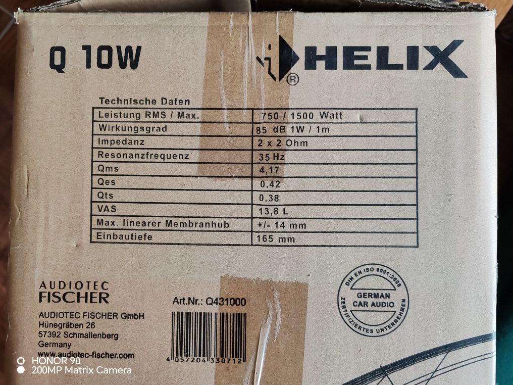 Subwoofer Helix Q 10W + skrzynia Basser Super stan!