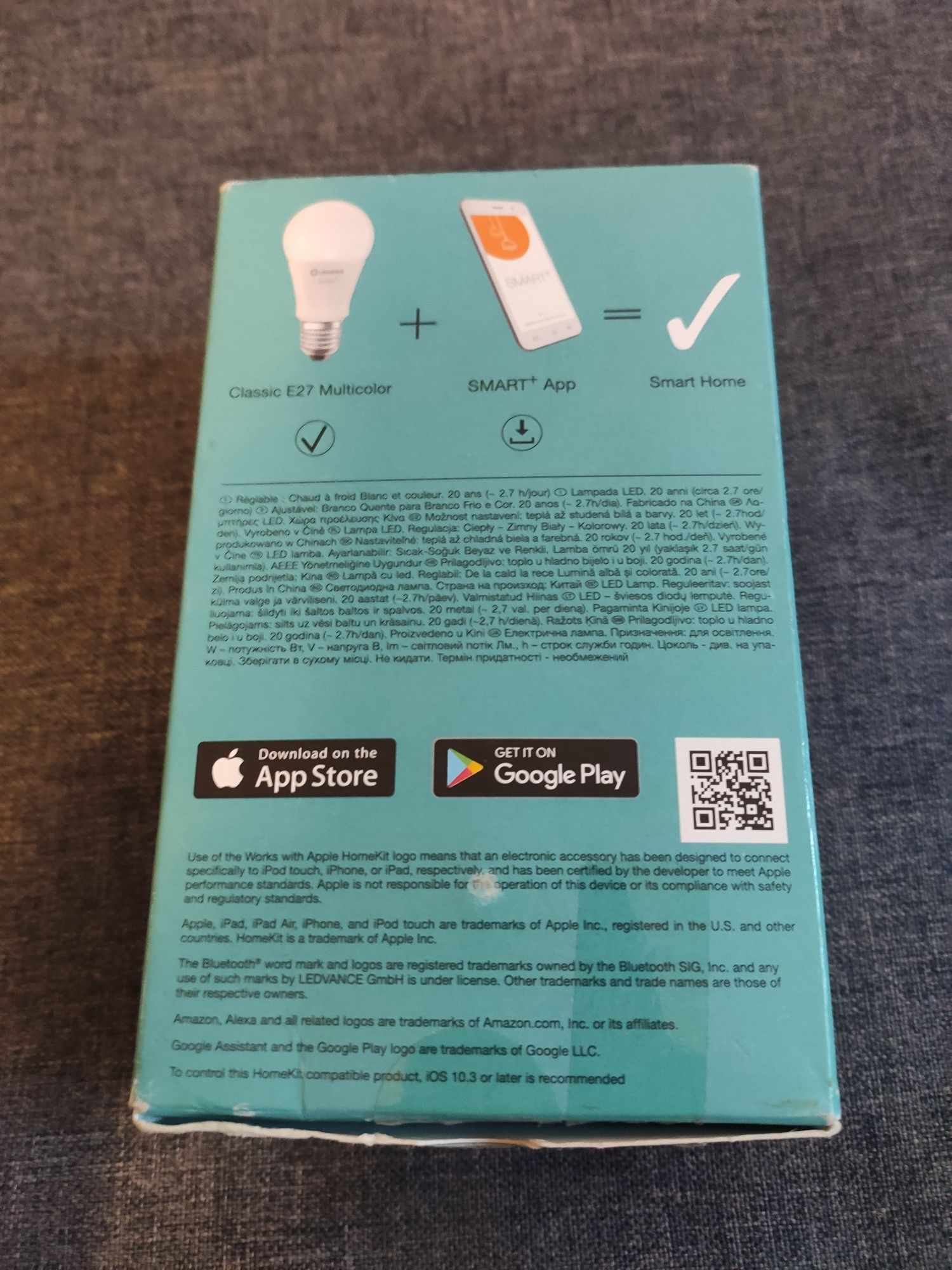 Smart żarówka LED RGB W bluetooth Ledvance E27 multikolor
