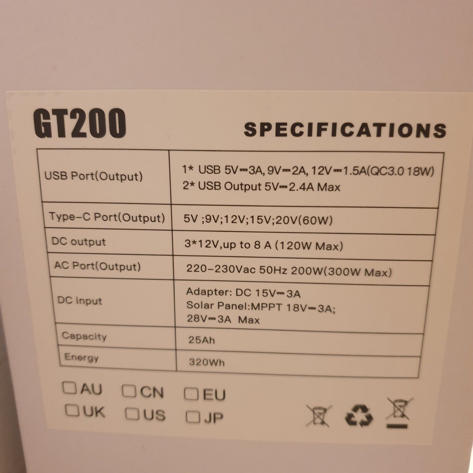 Зарядна станція CTECHi GT200Pro 320Wh