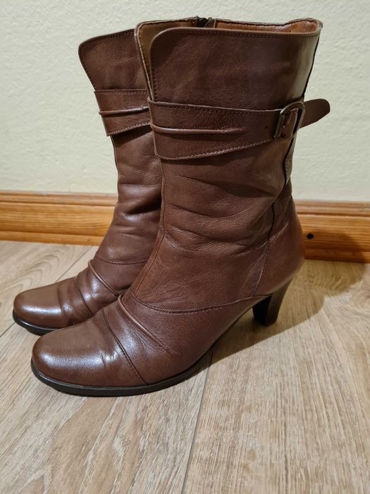 Buty kozaki eko skóra brązowe damskie rozm. 39