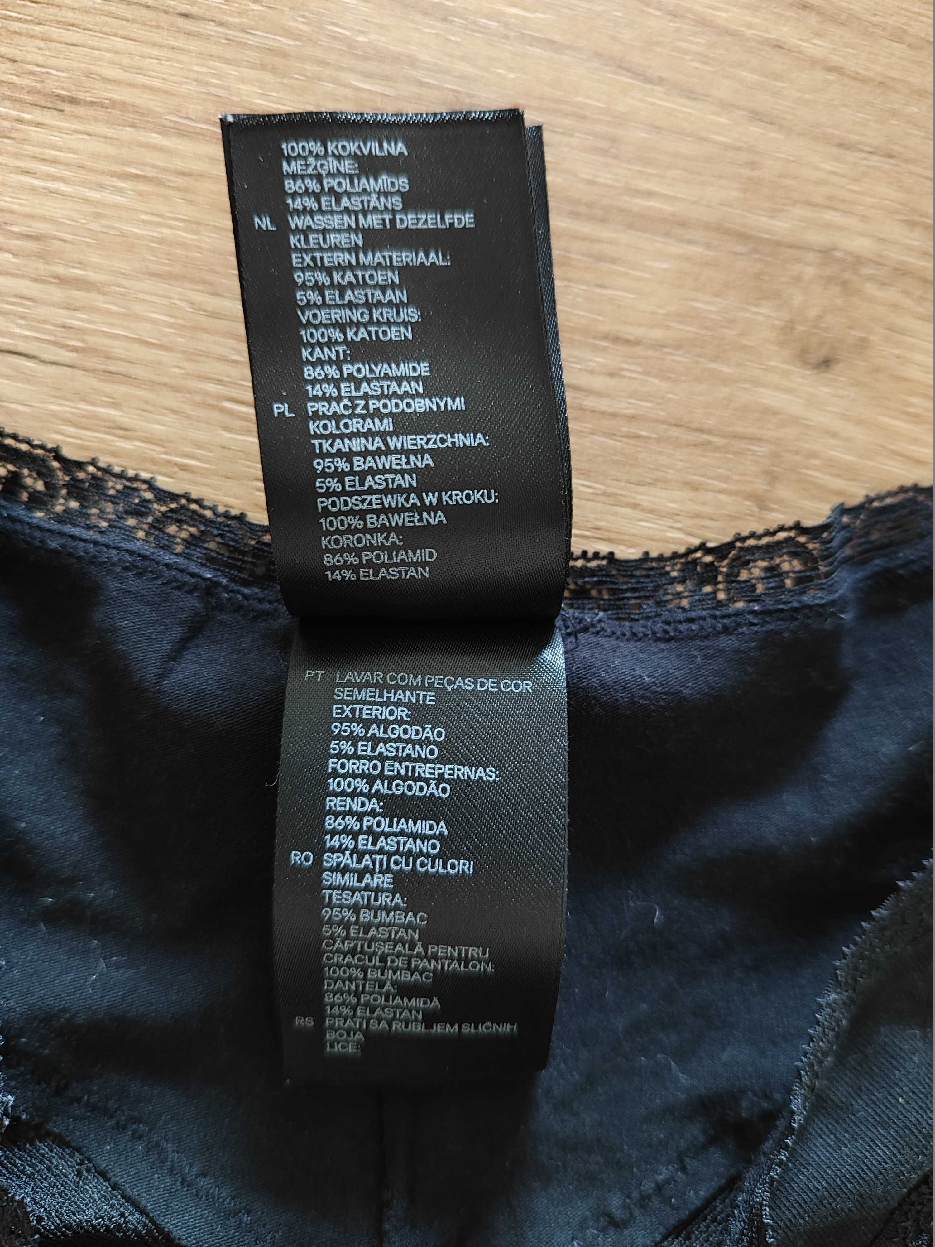 Czarne damskie koronkowe majtki figi seksowne bawełniane r. 34 H&M