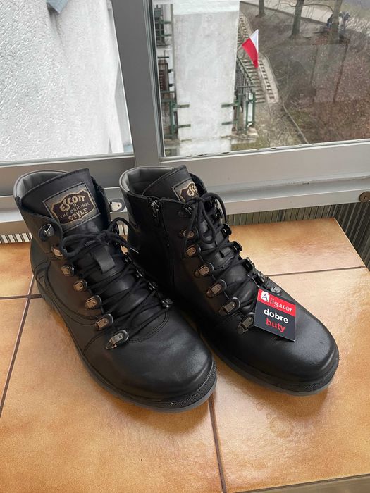 Skórzane ocieplane buty zimowe 43