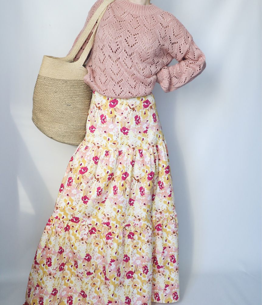 Spodnica maxi w kwiaty bawełna