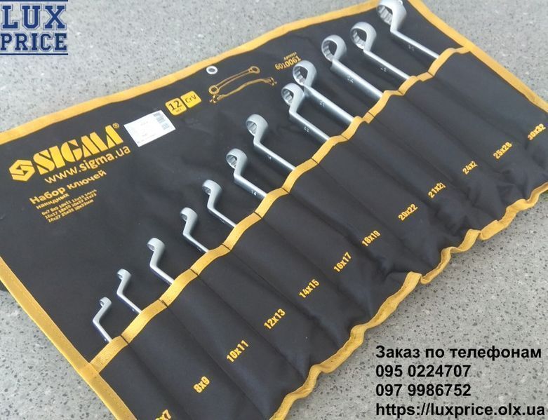 Ключи накидные 12шт 6-32мм Sigma 6010061 satine чехол. Набір ключів
