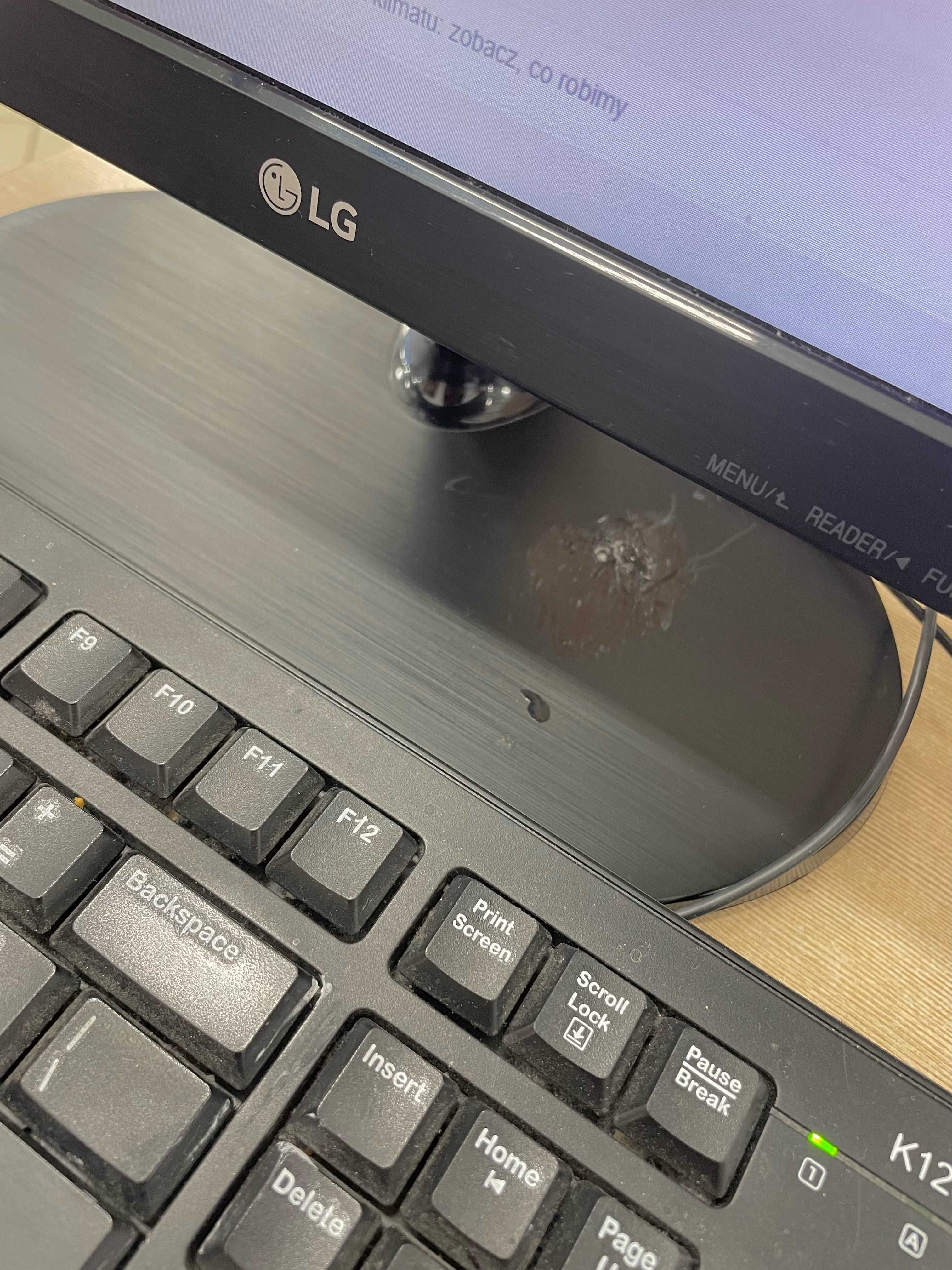 Zestaw monitor LG + klawiatura Logitech + myszka + kabel zasilający