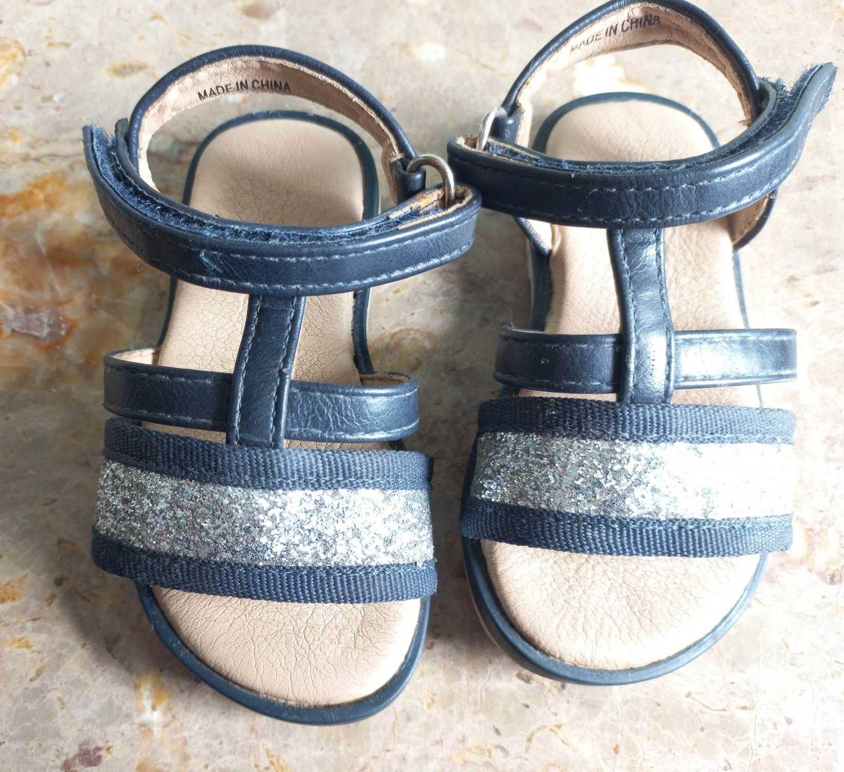Sandálias com brilhante para bebé menina azul-escuro/prateado