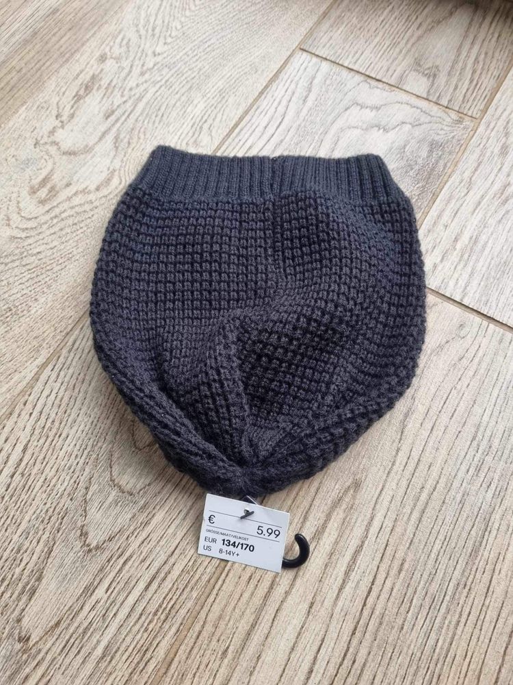 H&M czapka zimowa szara 134/170