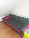 Sofa rozkładana czarno-czerwona