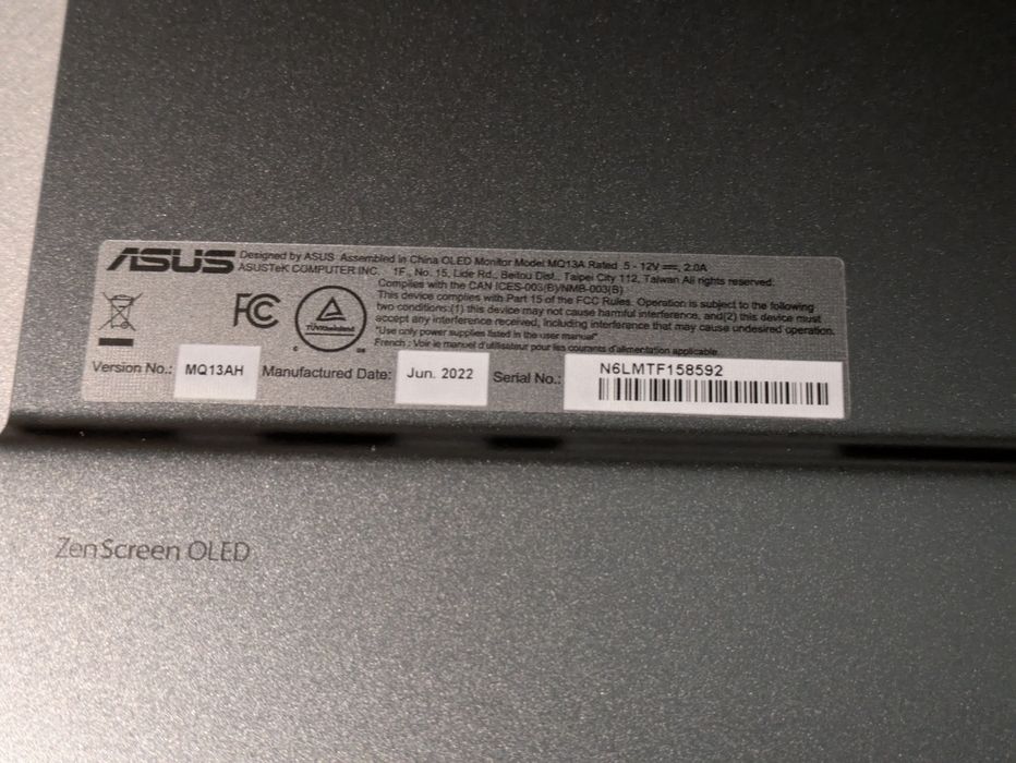 Портативний монитор ASUS ZenScreen OLED MQ13AH, 13.3", FullHD, 100% DC