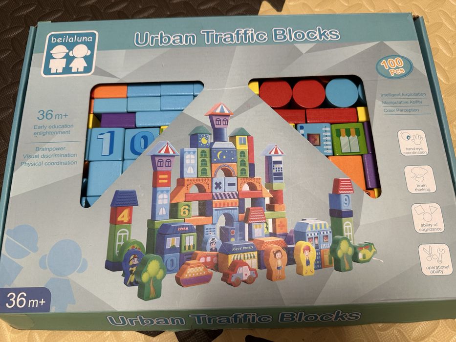 Конструктор деревяний блоки urban traffic blocks 100шт 36+