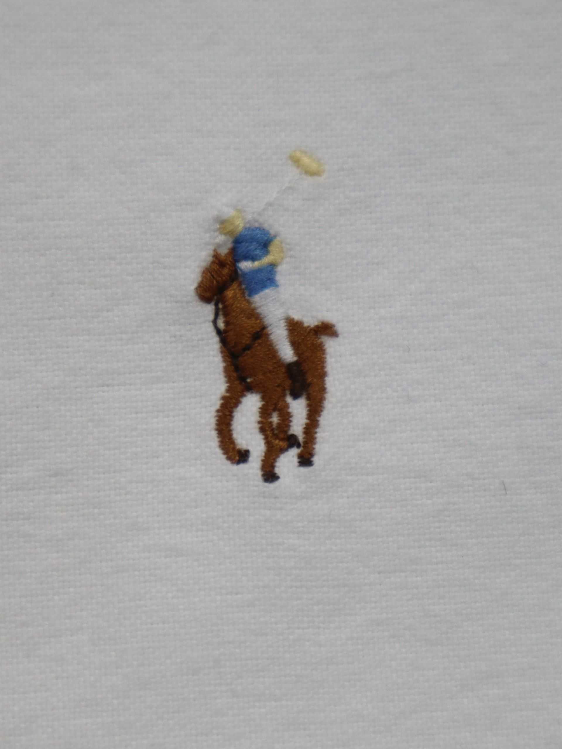 Ralph Lauren Biała Koszula rozpinana z kolorowym koniem longsleeve