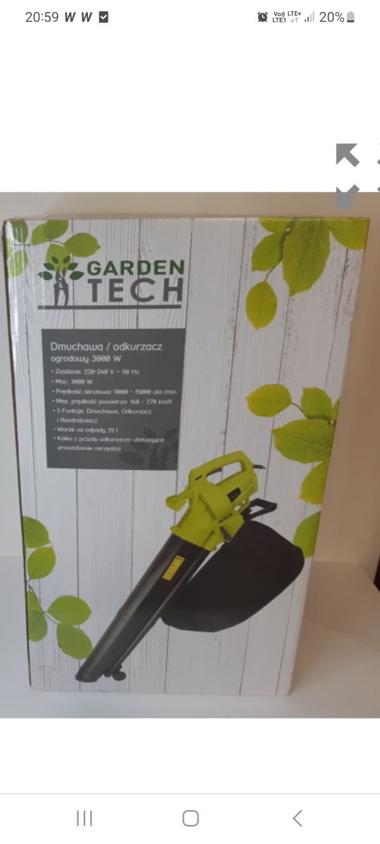 Dmuchawa/odkurzacz ogrodowy nowy Tech Garden