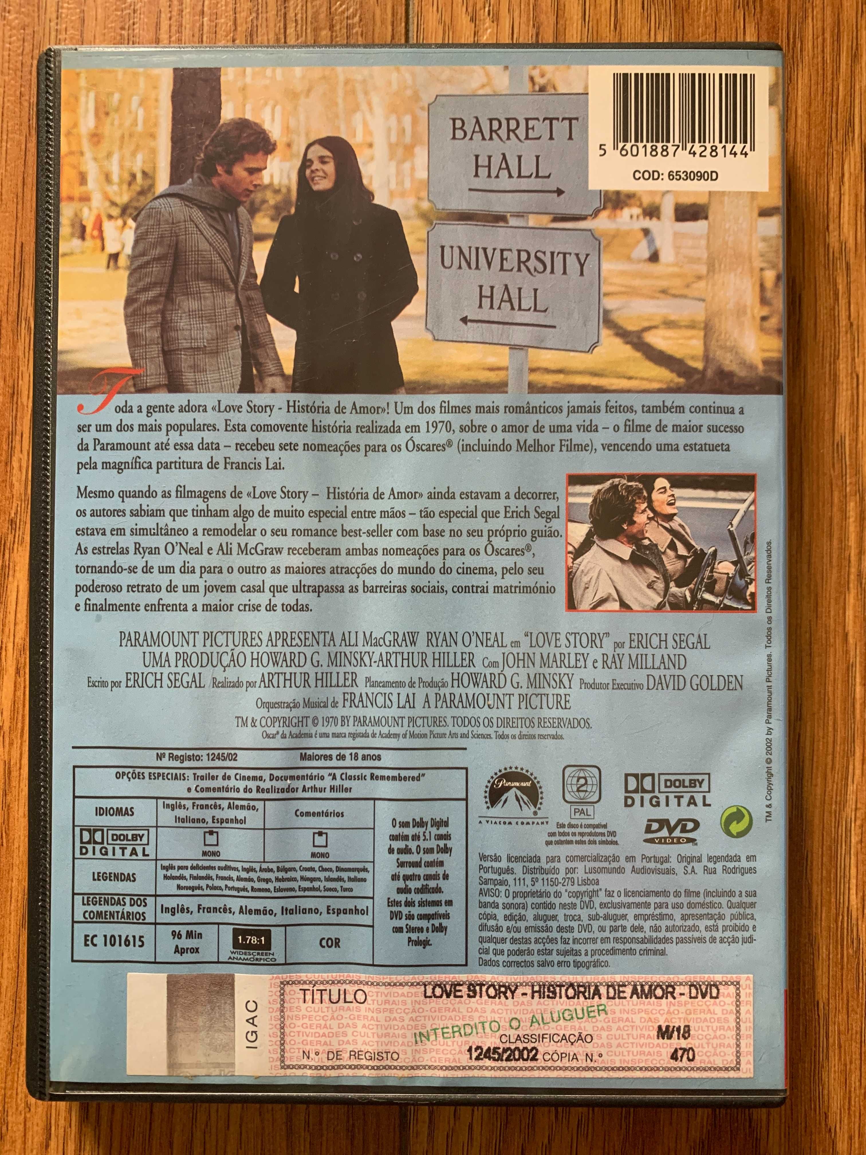 Love Story - História de Amor - Ali MacGraw - Ryan O'Neal - dvd