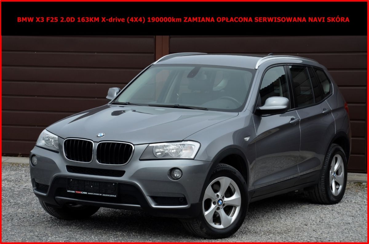 Bmw X3 F25 X-drive 2.0D 163KM Zamiana Opłacona Serwisowana Navi