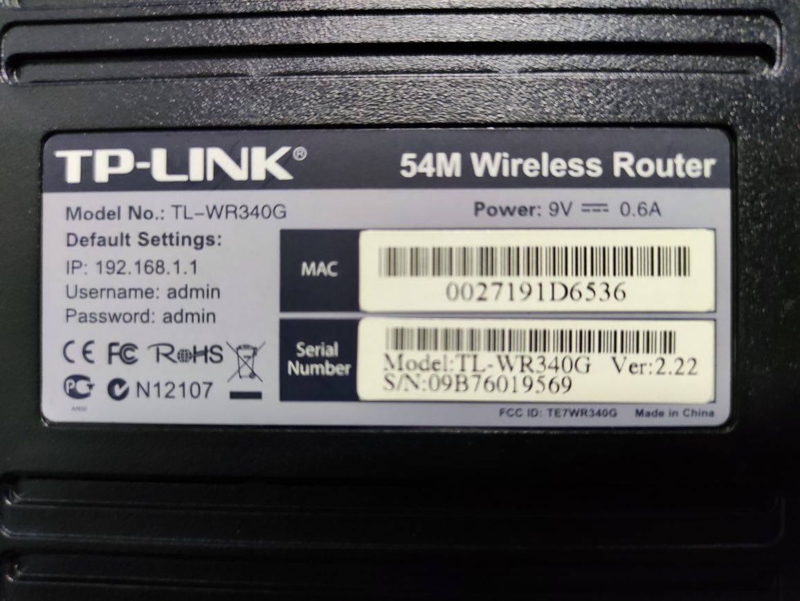 TP-Link router TL-WR340G switch