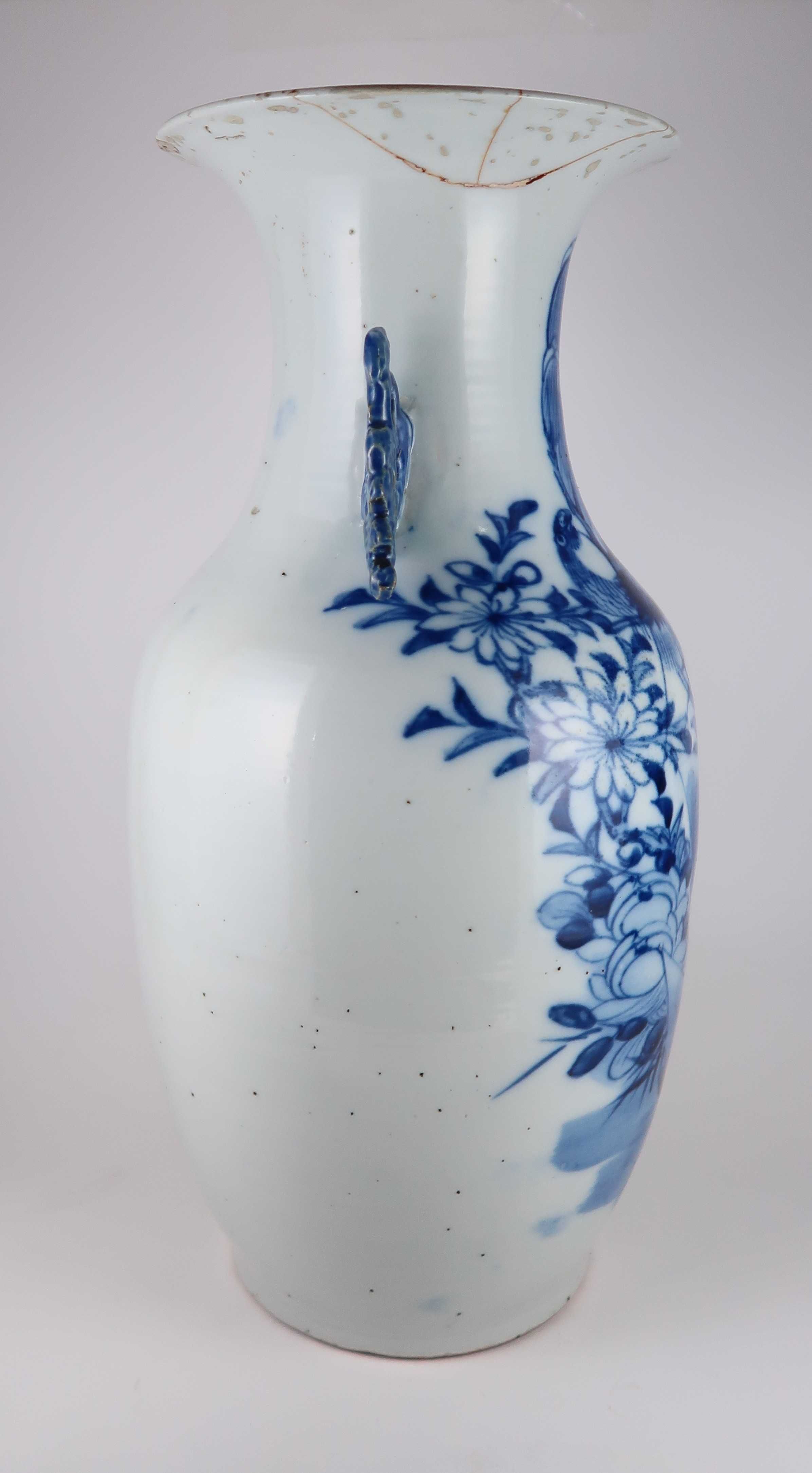 Jarrão em porcelana azul e branca da China Séc. XIX - 43 cm