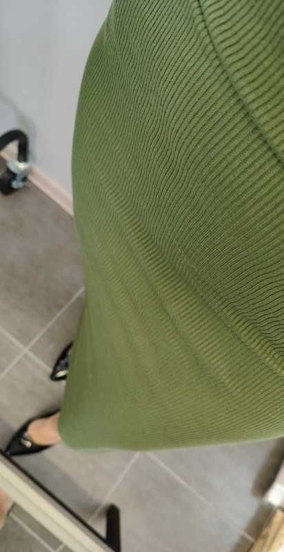 Spódniczka ołówkowa prążek khaki oliwka zielony S