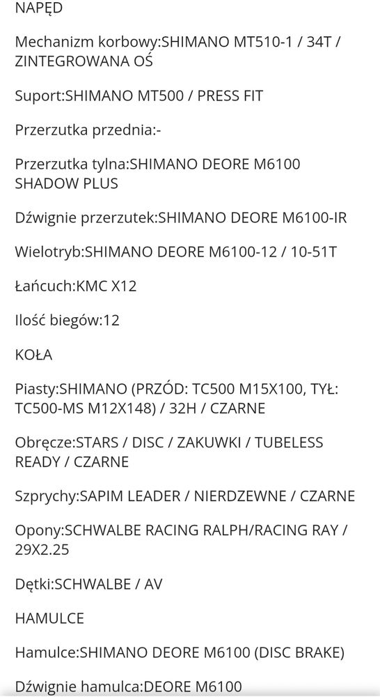 Rower górski MTB Unibike EVO 17 cali koło 29