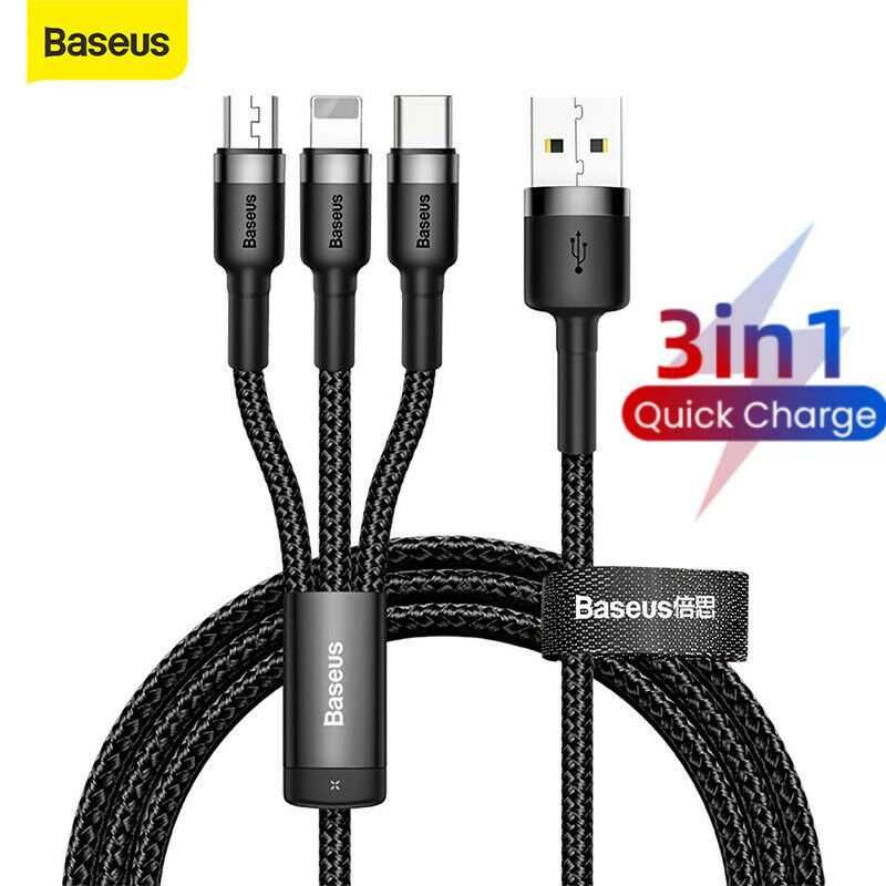 Cabo triplo para Micro Usb, Type C e IP