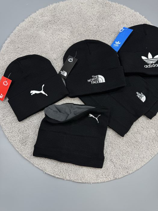 Спортивні комплекти шапка + баф на флісі TNF Аді Пум