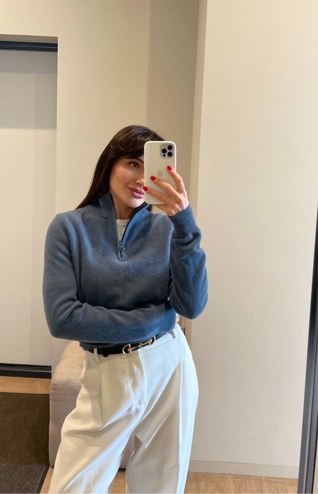 100 % кашемір zip светр S/Onesize