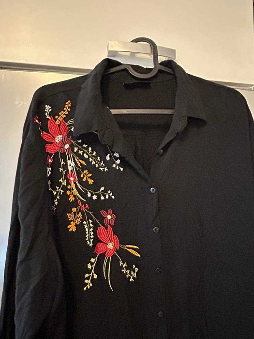 Janina Платье рубашка с вышивкой, р 48, 100% вискоза