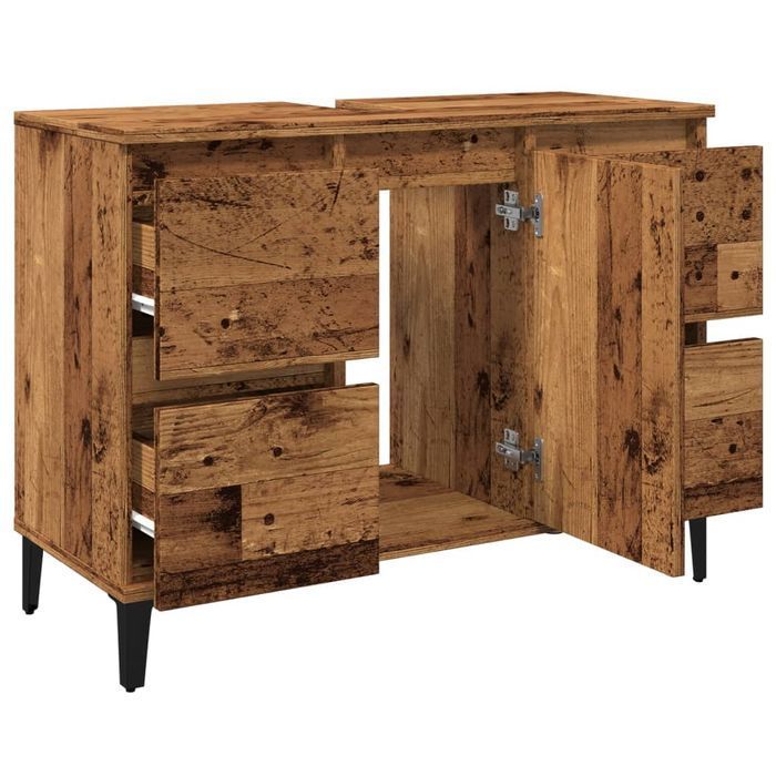 vidaXL Szafka pod umywalkę, stare drewno, 80x33x60 cm