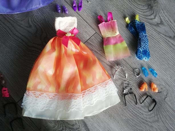 Pomarańczowa balowa sukienka zestaw ubrań dla lalki Barbie i nie tylko