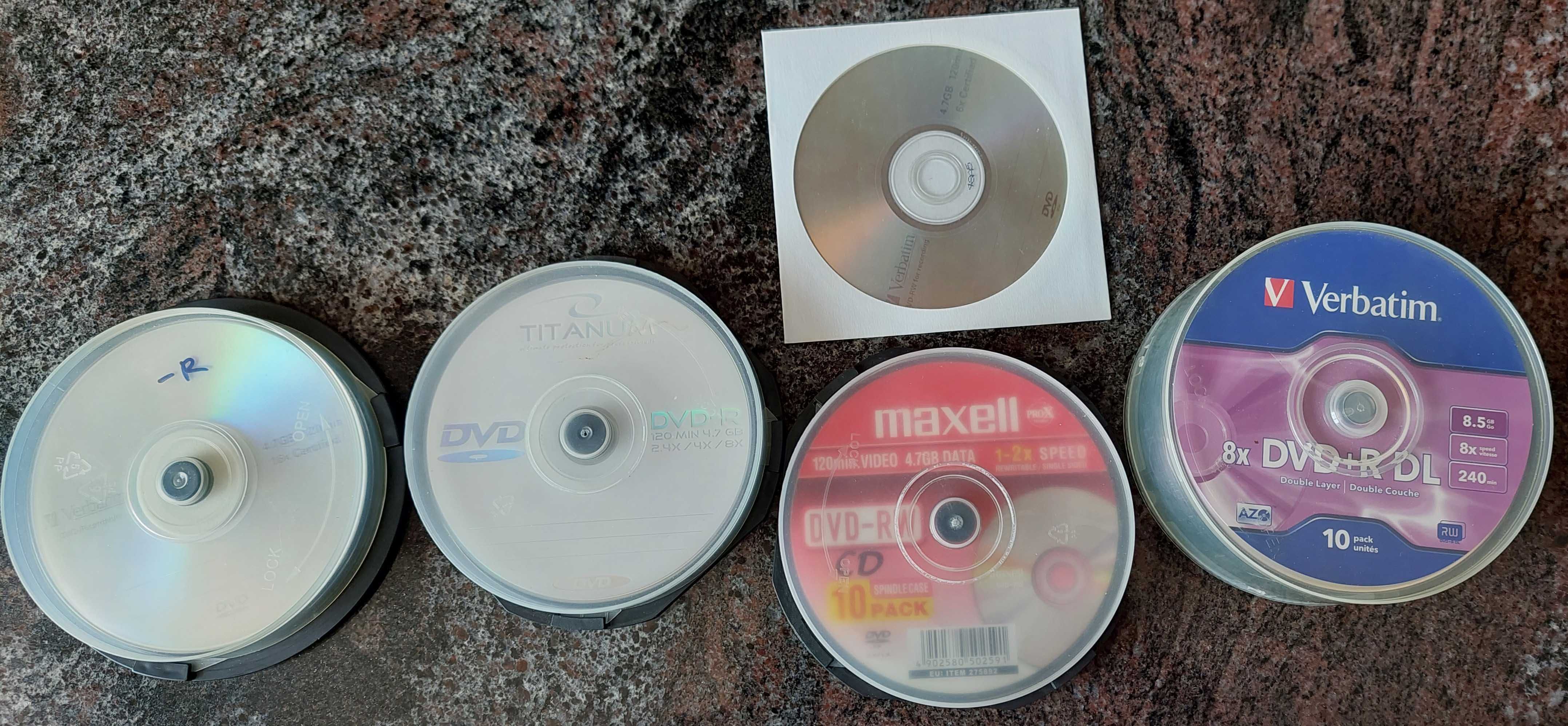 DVD+R DL, DVD-RW, DVD-R Verbatim, DVD-RW Maxell, DVD-R Titanium. 47szt