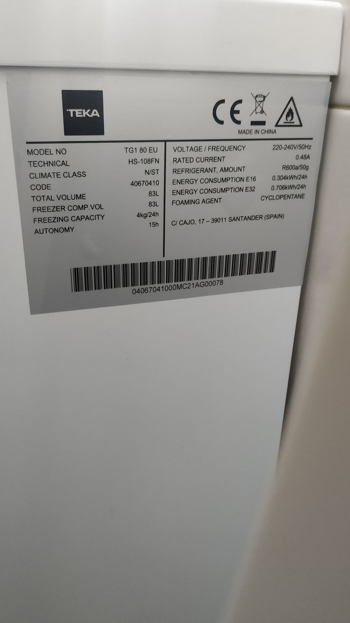 Arca congeladora Teka 83L
