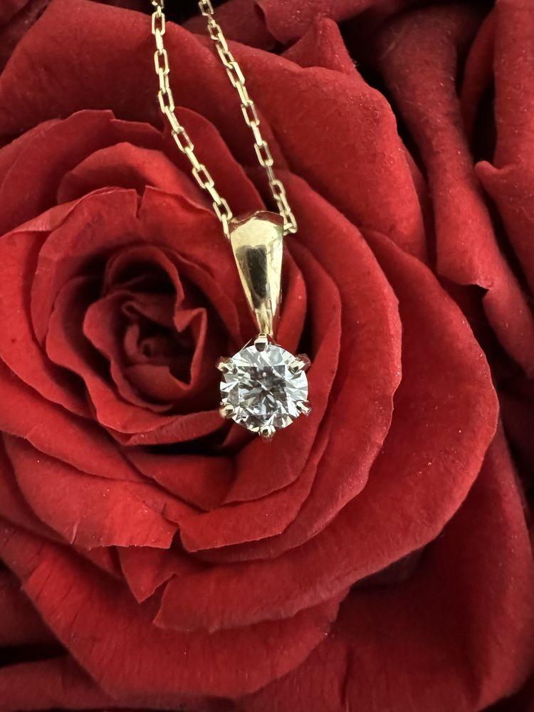 Zawieszka/wisiorek 585 z diamentem 0,5 ct VS1 D, z certyfikatem IGI