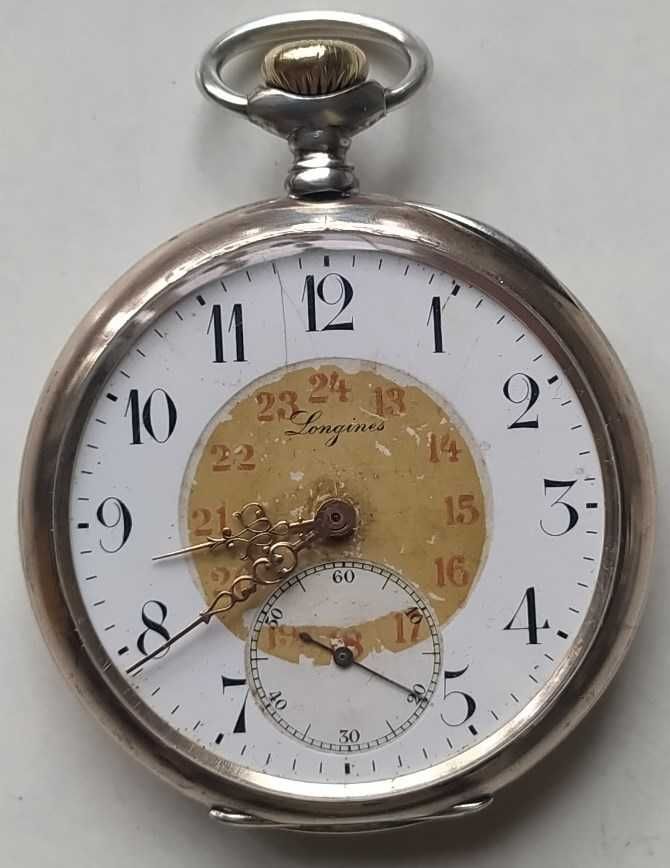 Серебряные карманные часы" Longines"