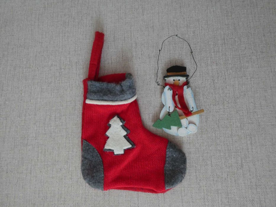 Conjunto de Natal: Boneco de Neve Articulado + Meia de Presentes