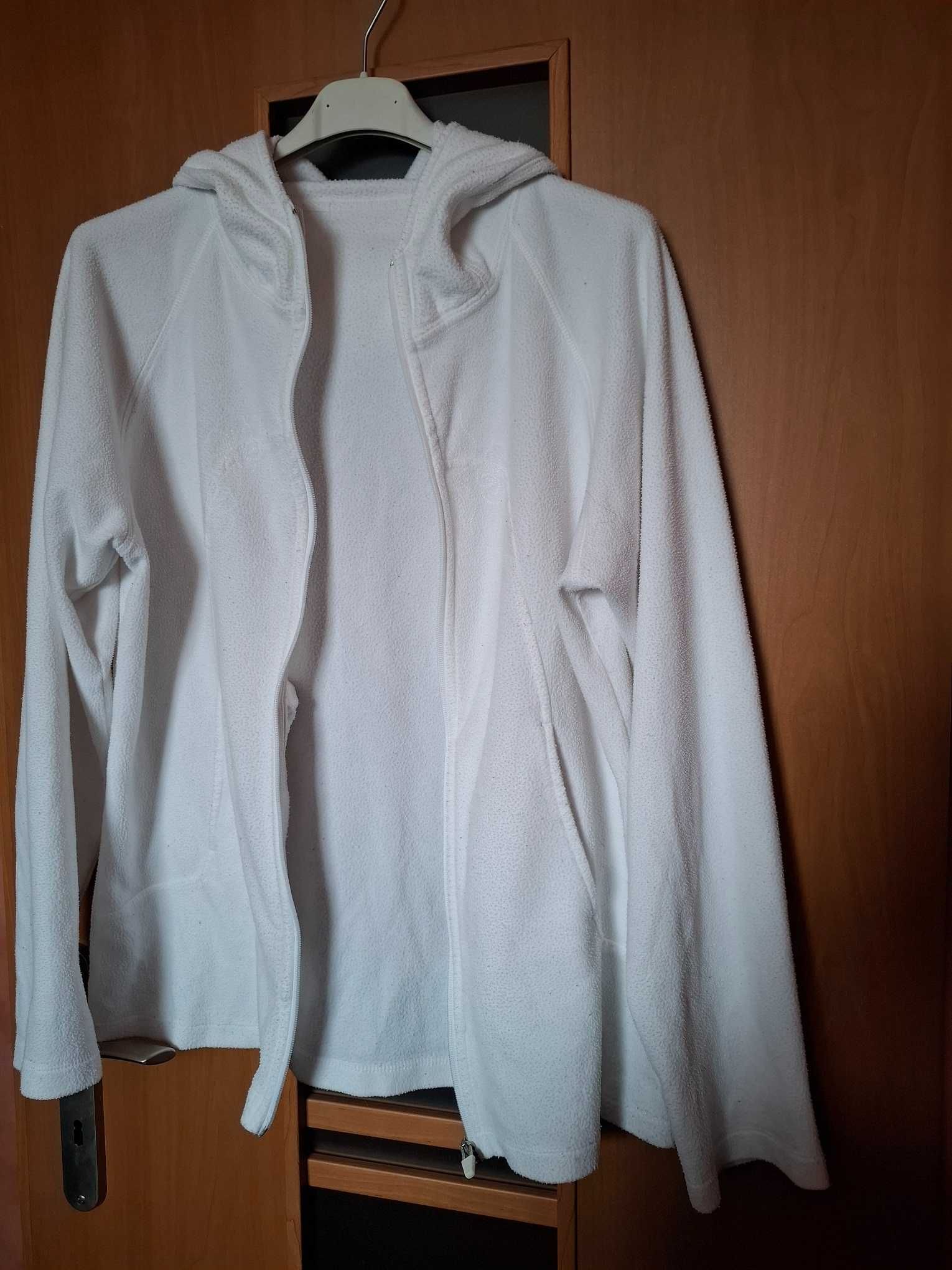 Bluza biała z kapturem na zamek żakiet polar rozmiar L