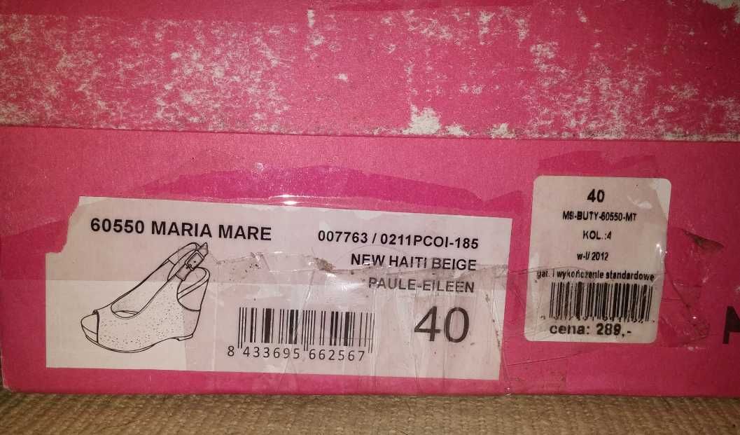Sandały na koturnie Maria Mare 40 TANIO z 289