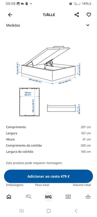 Cama box Ikea castanho-escuro
