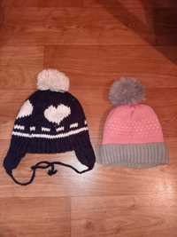 Две зимние теплые шапочки на девочку