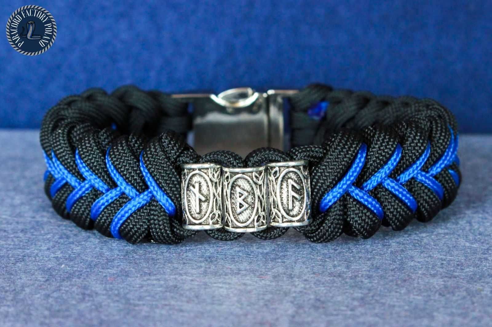 Bransoletka Shark Jaw z runami paracord handmade