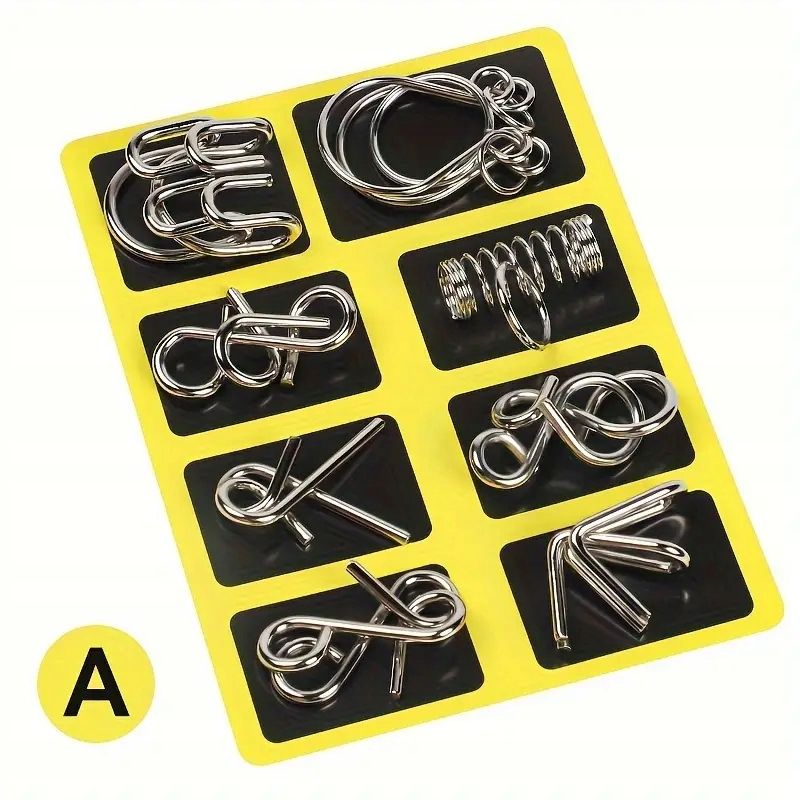 Zestaw 8 Metalowych Łamigłówek Logicznych Układanki Metal łamigłówki
