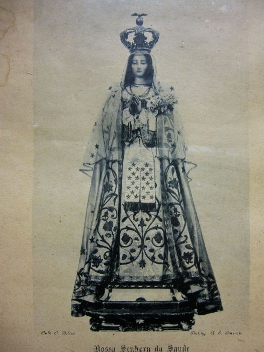 antiga imagem emoldurada "Nossa Senhora da Saúde com oração