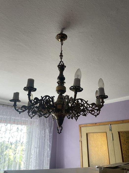 Żyrandol 6 ramion mosiądz