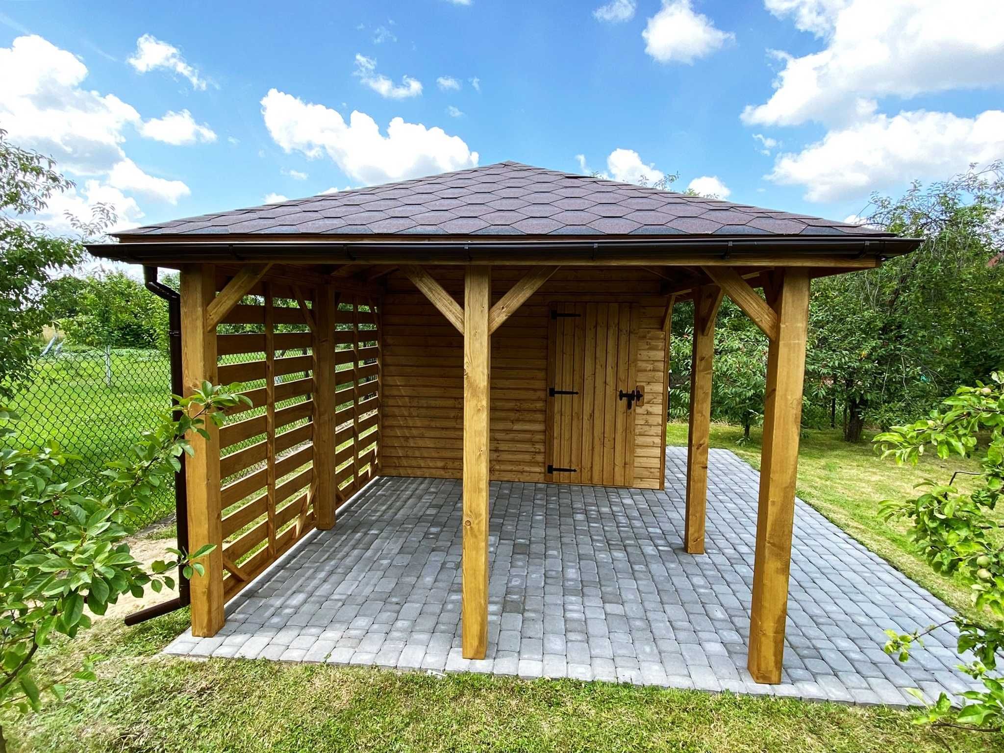 Altana ogrodowa z domkiem narzędziowym Afrodyta 3m x 5m - PRODUCENT
