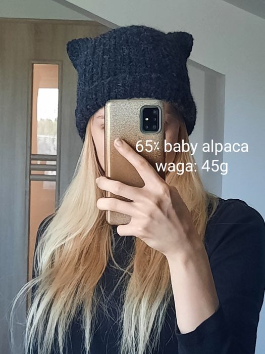 Crochet cat ears hat czapka handmade