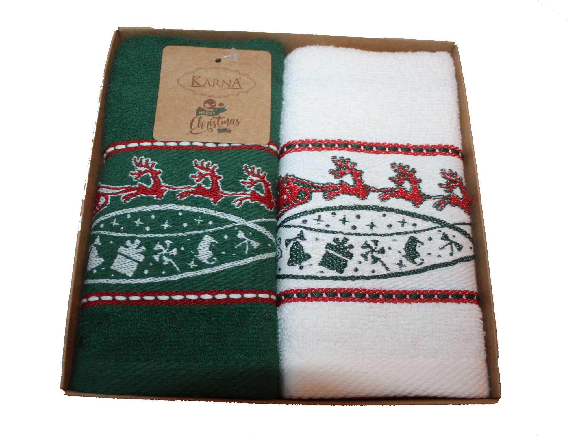 Komplet 2 ręczników 30 x 50 cm z motywem świątecznym