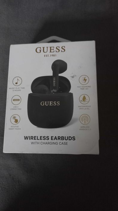 Słuchawki Guess GUTWSJ14ESGK bezprzewodowe dokanałowe Nowe