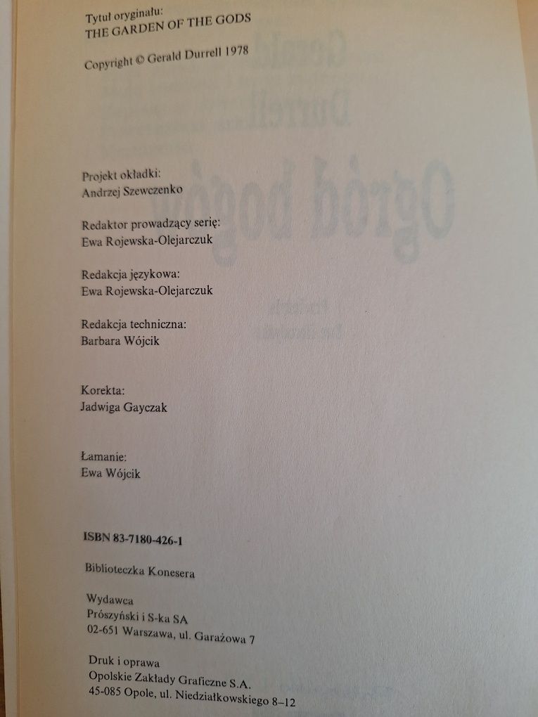 Gerald Durrell, Ogród bogów